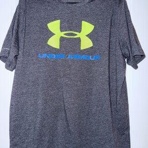Under Armour Men's Heather Gray Tee with Neon Logo